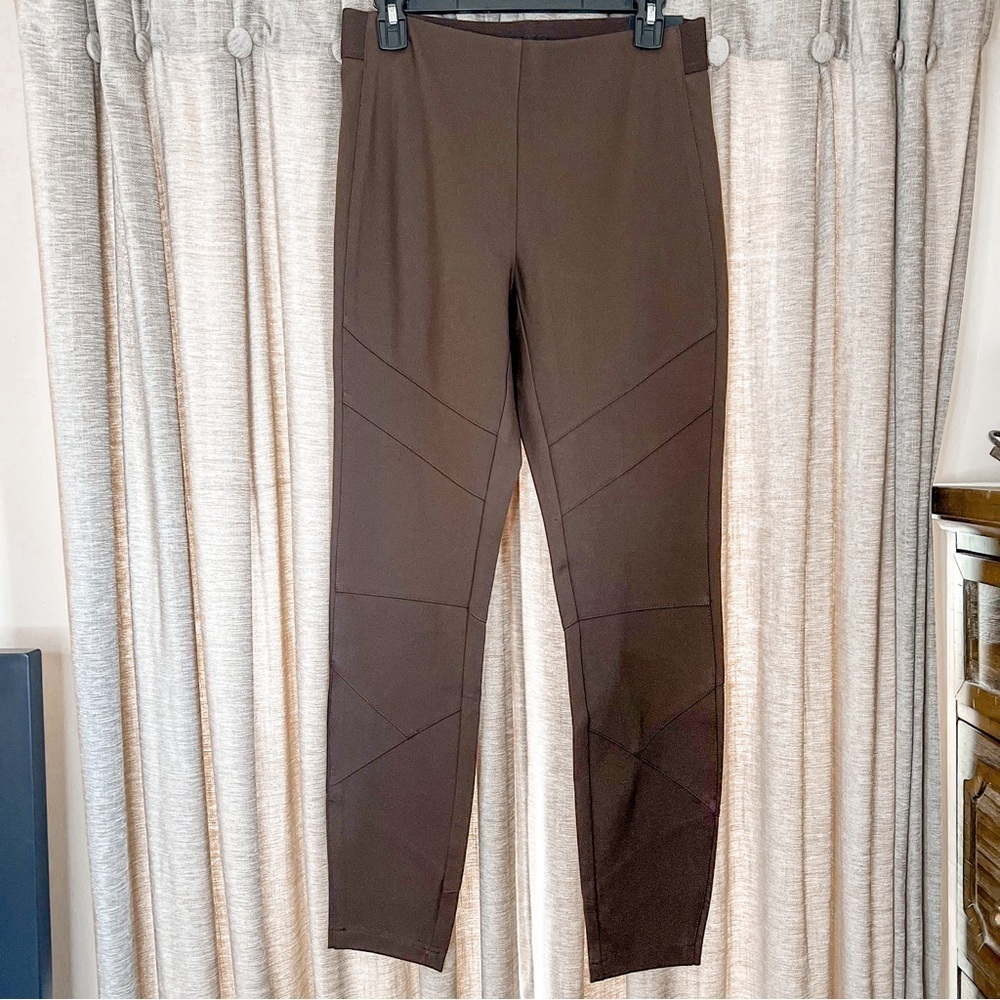 NWT Dalia Brown City Fit Pull on Ponte Moto Pants Size 8
